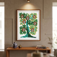 Owls Among the Branches – Gond Paper Painting