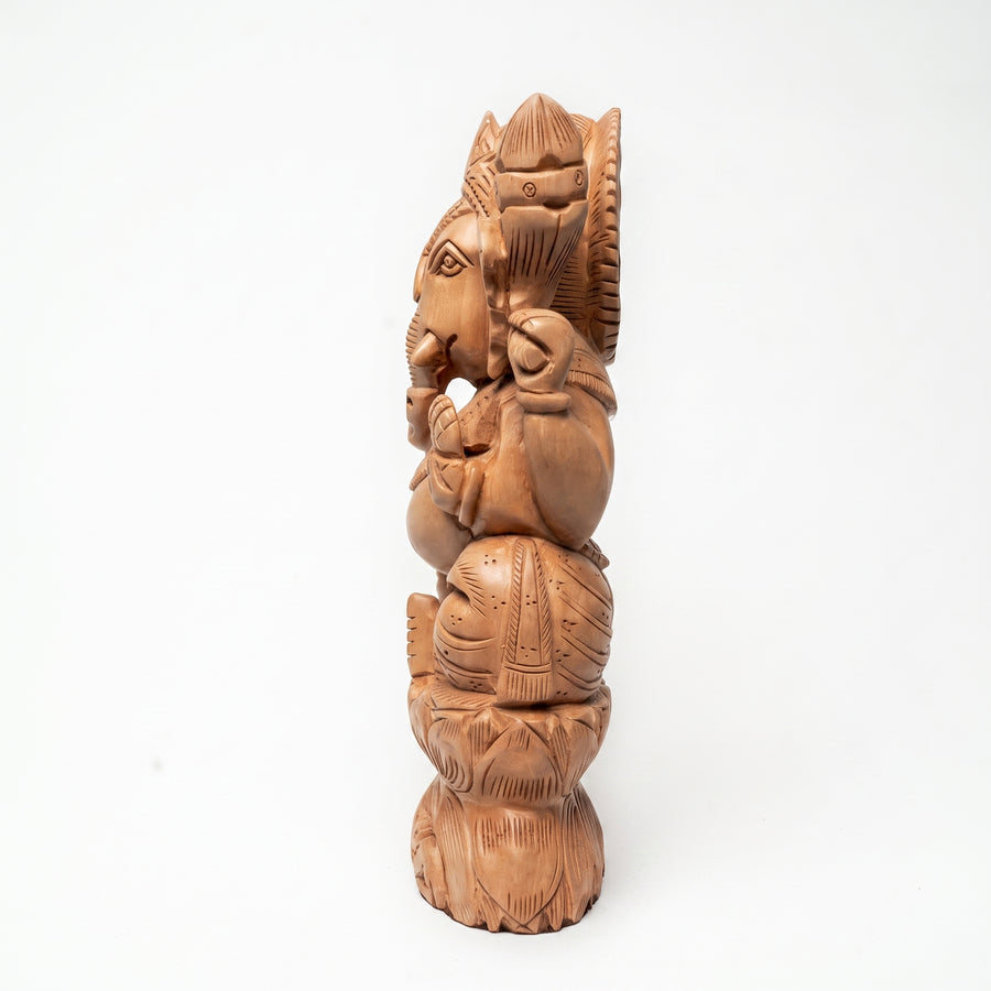 Divine Lord Ganesha – Wooden Carved Sculpture