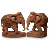Royal Carved Elephant (Set of 2) – Wooden Sculpture
