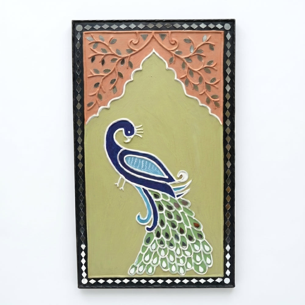 Peacock Elegance Lippan Mirror Wall Art