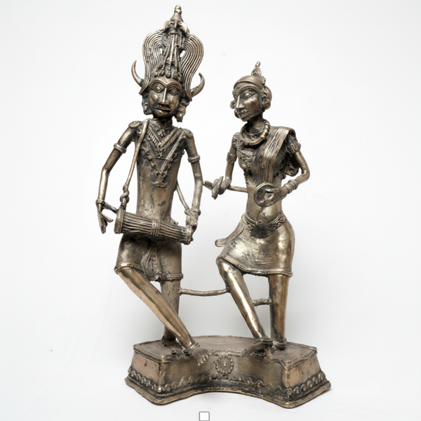 The Dancing Tribal Couple (Big) – Dhokra Metal Art