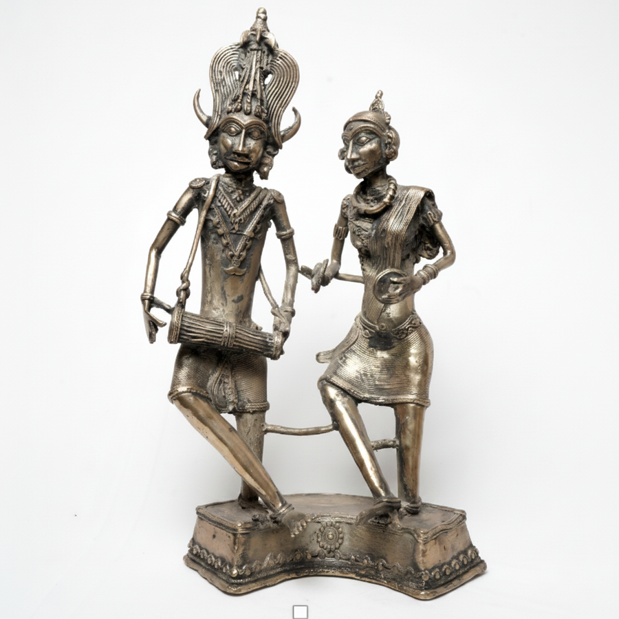 The Dancing Tribal Couple (Big) – Dhokra Metal Art