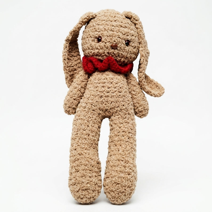 Crochet Teddy Bear with Red Muffler – Handmade Art