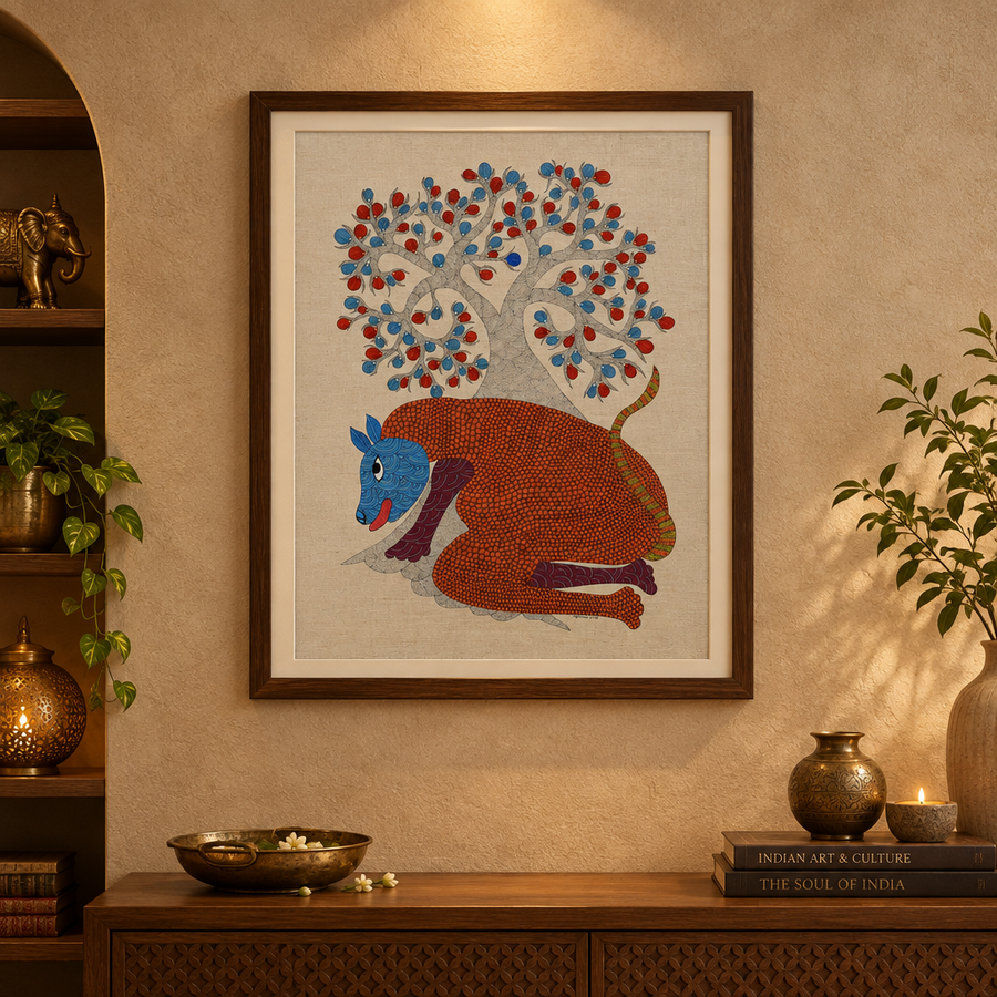 Bull and Tree – Canvas Painting