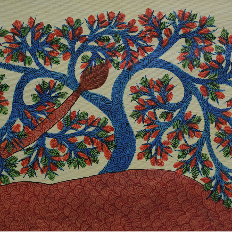 Life Within Nature – Gond Canvas Painting