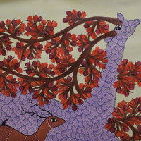 Mother and Child in Nature – Gond Canvas Painting