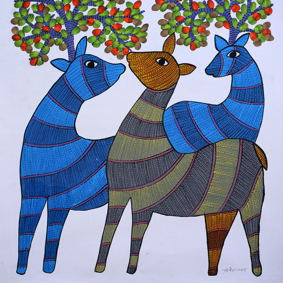 Sacred Growth – Gond Canvas Painting