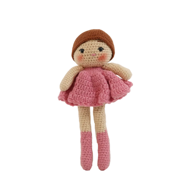Crochet Cute Girl Doll – Pink Handmade Art