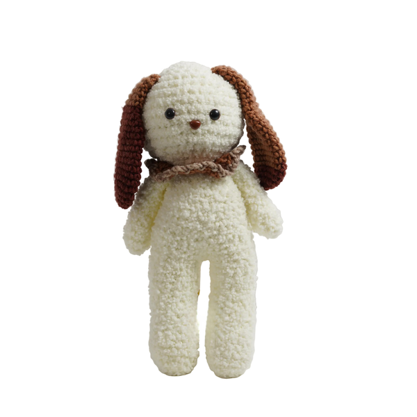 Crochet Snowy Bunny – Brown Ears Handmade Art