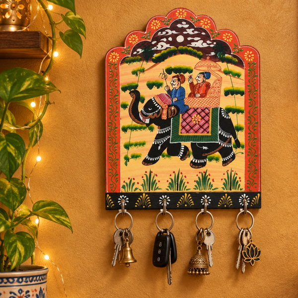 Elephant Key Hook – Rajasthani Miniature Painting