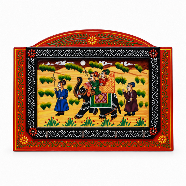 Royal Elephant Key Hook – Rajasthani Miniature Painting