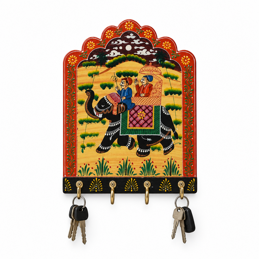 Elephant Key Hook – Rajasthani Miniature Painting