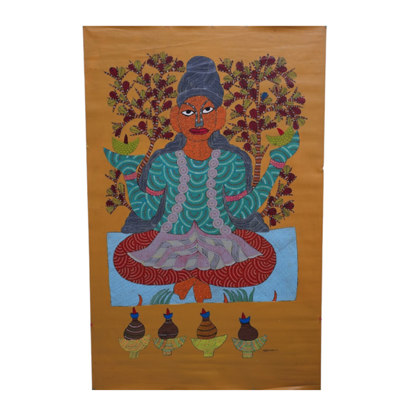 Meditative Tribal Woman – Gond Paper Painting
