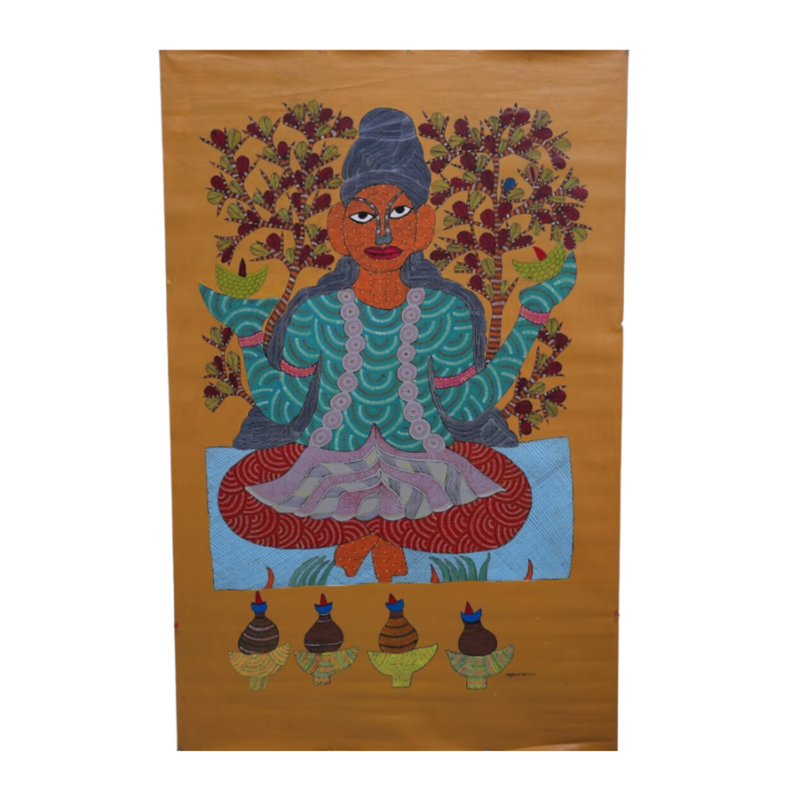 Meditative Tribal Woman – Gond Paper Painting