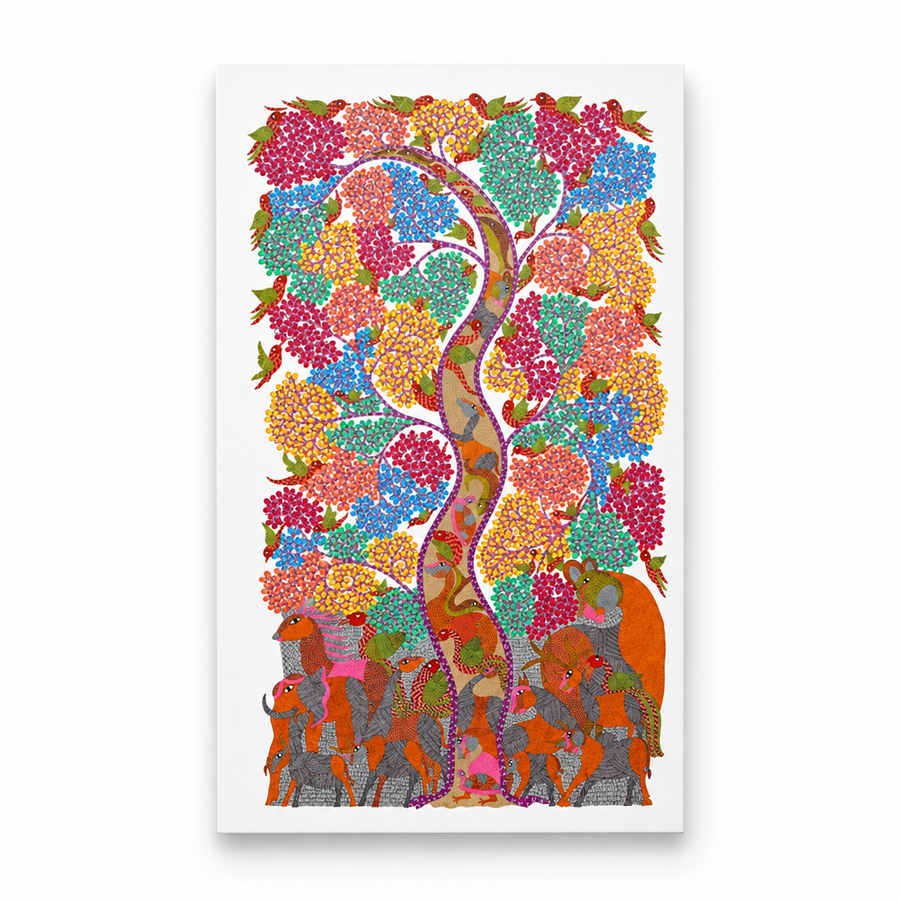 Forest of Life – Gond Wildlife Painting