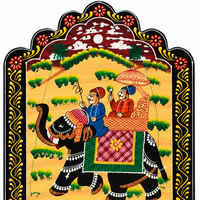 Majestic Elephant Key Hook – Rajasthani Miniature Painting