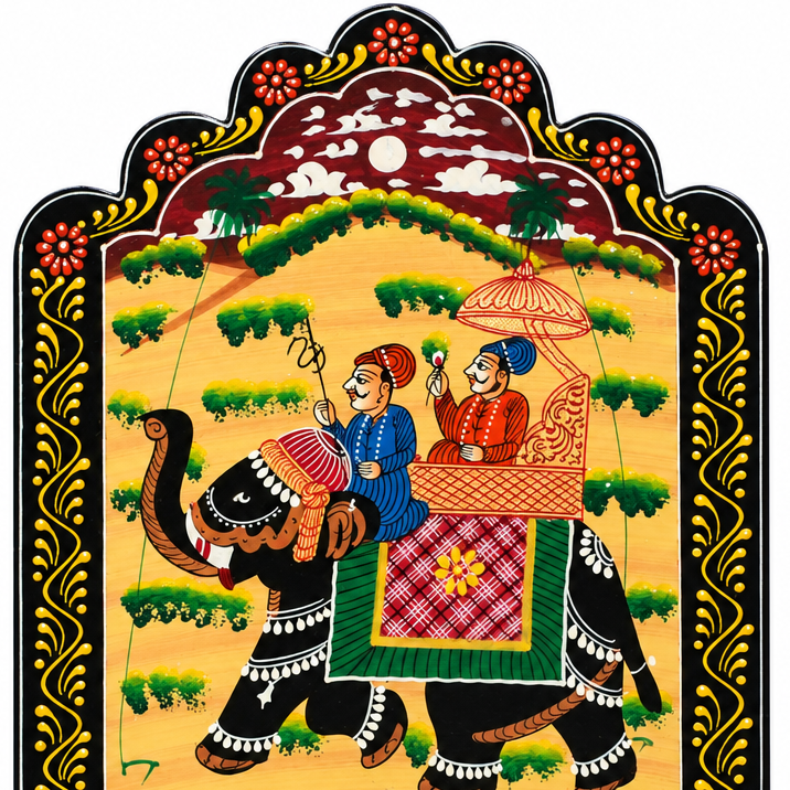 Majestic Elephant Key Hook – Rajasthani Miniature Painting