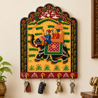 Majestic Elephant Key Hook – Rajasthani Miniature Painting