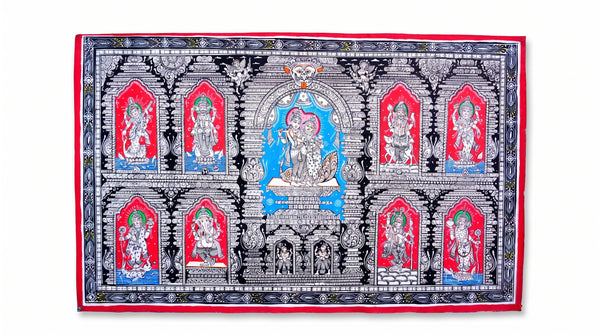 Radha Krishna with Dashavatara – Pattachitra Painting
