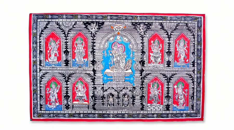 Radha Krishna with Dashavatara – Pattachitra Painting