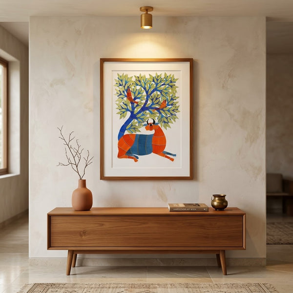 Tree and Deer – Gond Art Painting
