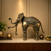 Airavata - Three Trunk Elephant - Dhokra Metal Art, handmade tribal brass sculpture from India