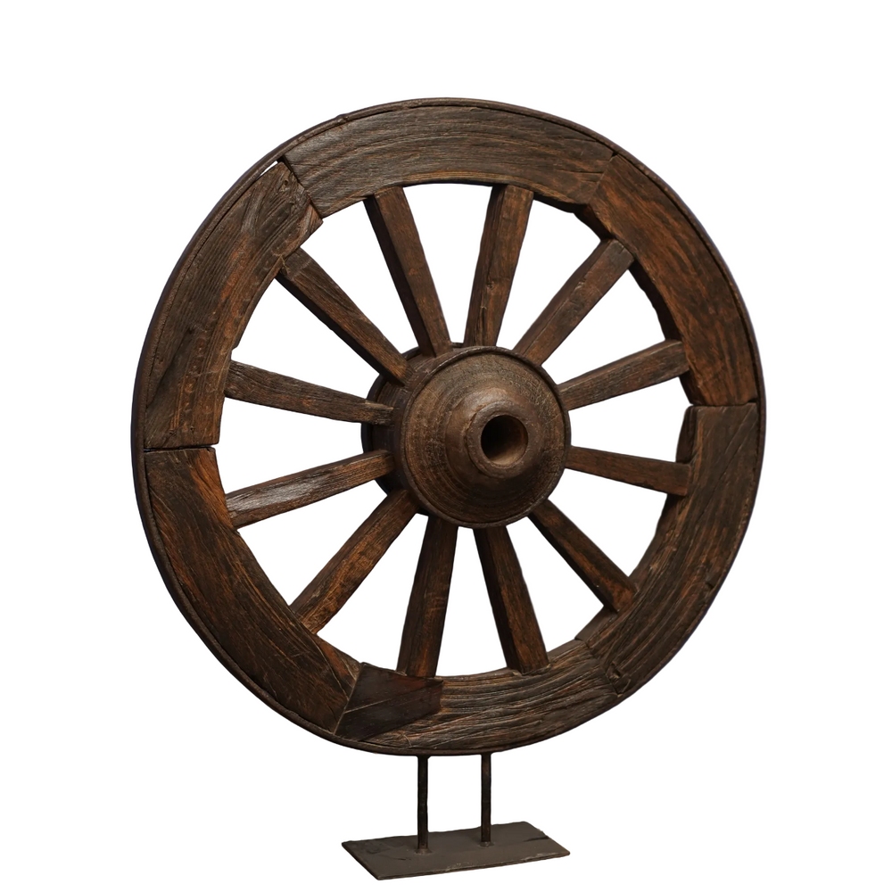 Antique Wheel - Wooden Décor, handmade wooden decor from India