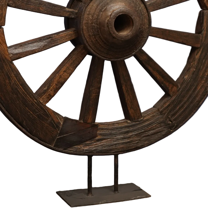 Antique Wheel - Wooden Décor - view 3, handmade wooden decor from India