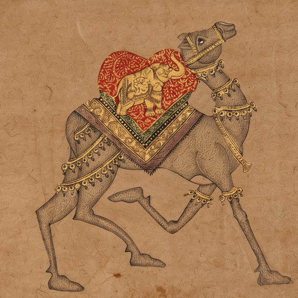 Royal Ceremonial Camel – Rajasthani Miniature Painting