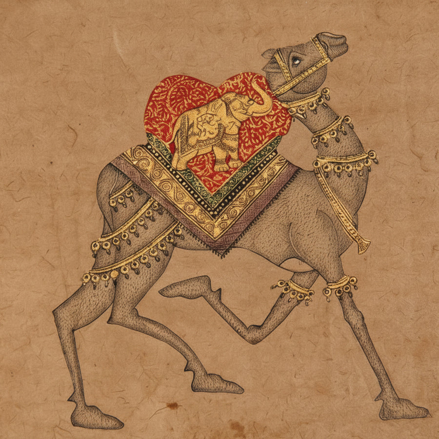 Royal Ceremonial Camel – Rajasthani Miniature Painting