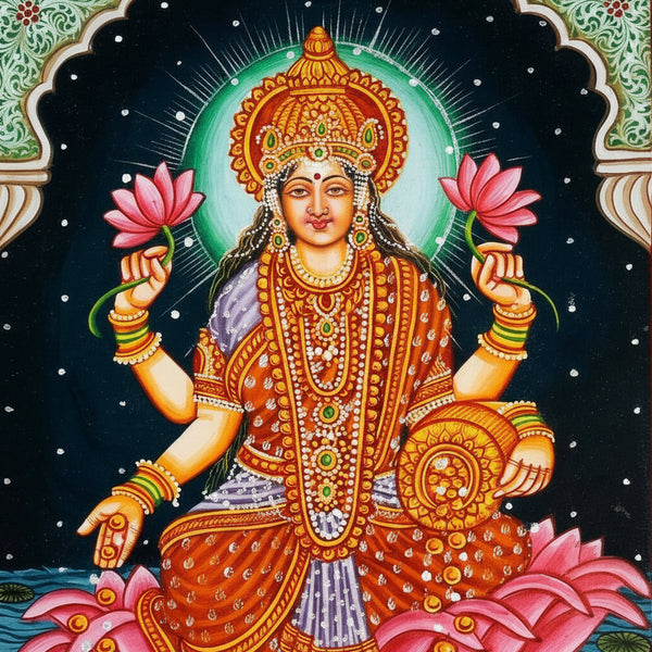 Goddess Lakshmi – Rajasthani Miniature Painting
