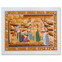 Holi Celebration of Vrindavan – Rajasthani Miniature Painting