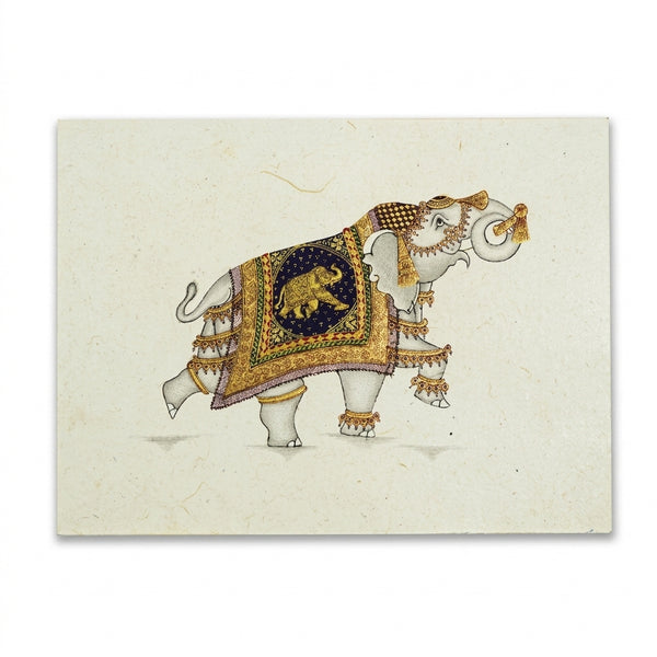 Royal Elephant in Regal Splendor – Rajasthani Miniature Painting