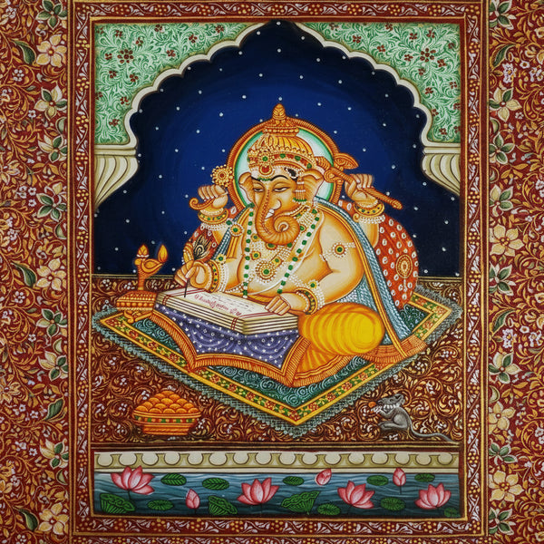 Sacred Ganesha – Rajasthani Miniature Painting