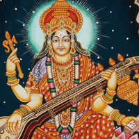 Divine Goddess Saraswati – Rajasthani Miniature Painting