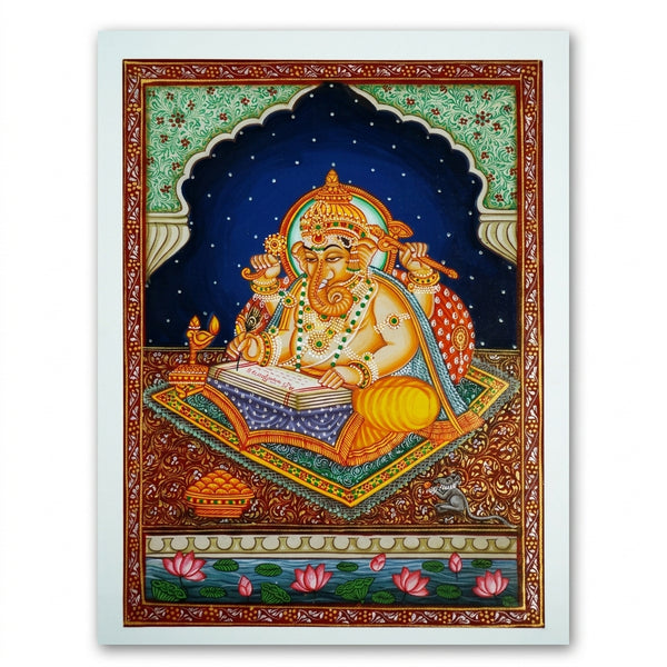 Sacred Ganesha – Rajasthani Miniature Painting