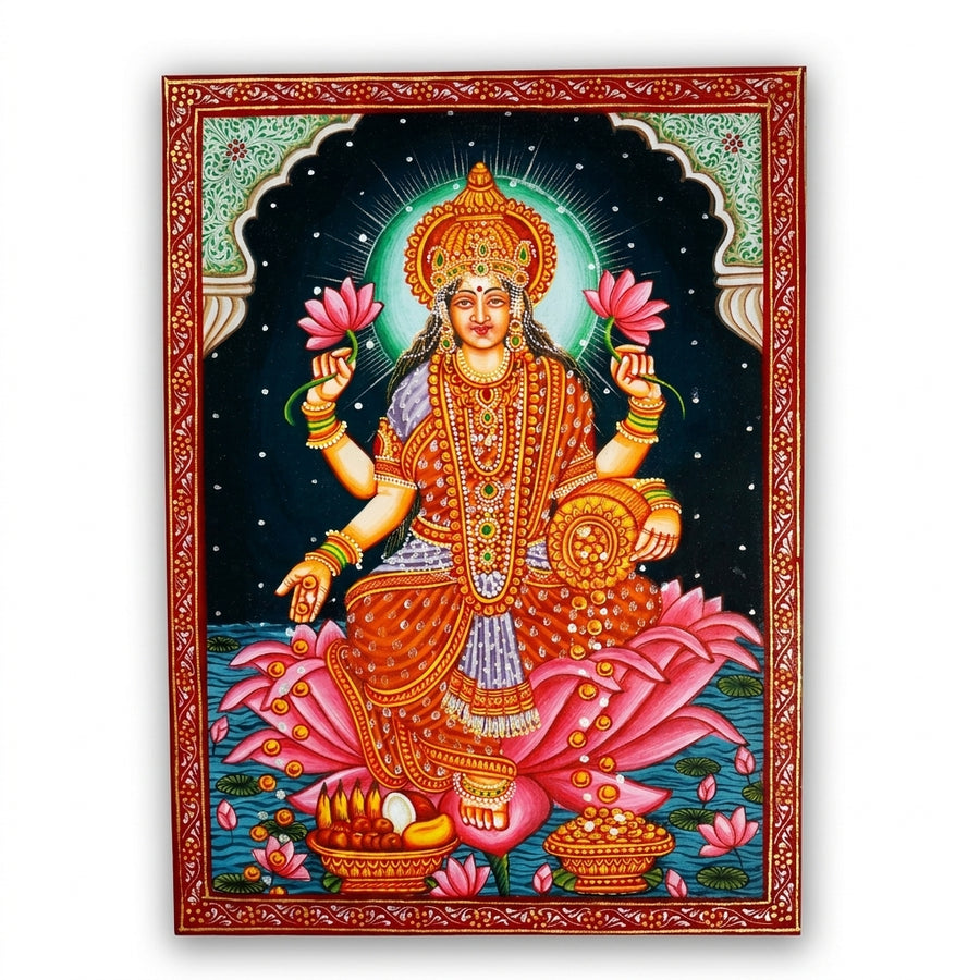 Goddess Lakshmi – Rajasthani Miniature Painting