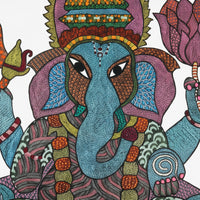 Lord Ganesha with Lotus – Gond Paper Painting