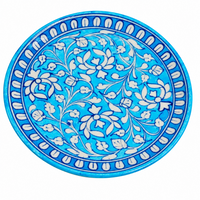 Azure Floral Heritage Plate - Jaipur Blue Pottery, handmade Jaipur blue pottery from India