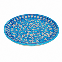 Azure Floral Heritage Plate - Jaipur Blue Pottery - view 2, handmade Jaipur blue pottery from India
