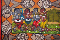 Bengali Wedding Kalighat Folk Painting on Handmade Paper - view 3, handmade Kalighat folk painting from India