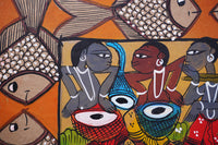 Bengali Wedding Kalighat Folk Painting on Handmade Paper - view 4, handmade Kalighat folk painting from India