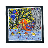 Bird and Fish - Madhubani Painting - view 2, handmade Madhubani painting from India