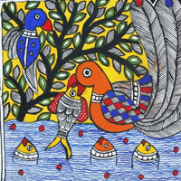 Bird and Fish - Madhubani Painting - view 3, handmade Madhubani painting from India