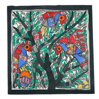 Birds of Mithila - Madhubani Painting - view 2, handmade Madhubani painting from India