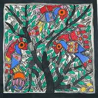 Birds of Mithila - Madhubani Painting - view 3, handmade Madhubani painting from India