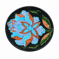 Blue & Peach Floral Dish - Jaipur Blue Pottery, handmade Jaipur blue pottery from India