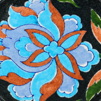 Blue & Peach Floral Dish - Jaipur Blue Pottery - view 3, handmade Jaipur blue pottery from India
