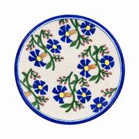 Blue Floral & Green Vine Wall Plate - Jaipur Blue Pottery, handmade Jaipur blue pottery from India