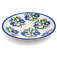 Blue Floral & Green Vine Wall Plate - Jaipur Blue Pottery - view 2, handmade Jaipur blue pottery from India